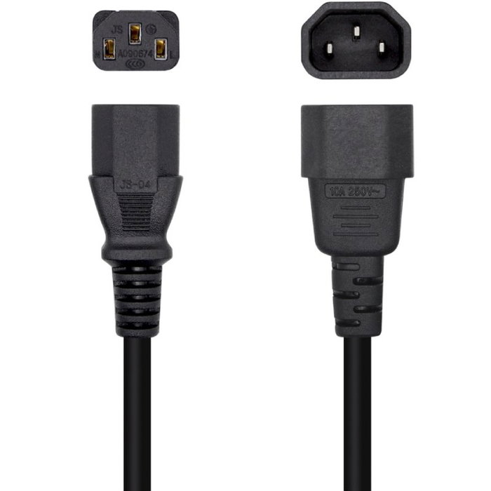 Aisens Cable de Alimentación CPU C13 Hembra a C14 Macho, 3m, Negro